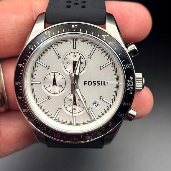 Fossil Autocross BQ2068 Mens Chronograph Stainless Steel Black Silicone Strap - Picture 15 of 17